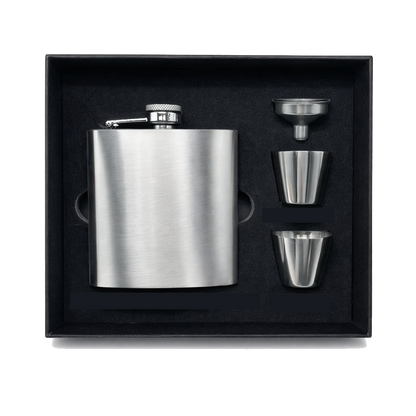 Stainless Steel 6oz Hip Flask Set - Case of 12