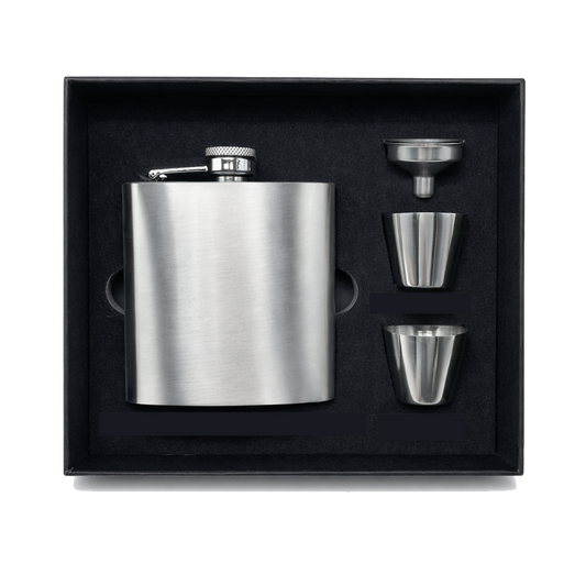 Stainless Steel 6oz Hip Flask Set - Case of 12