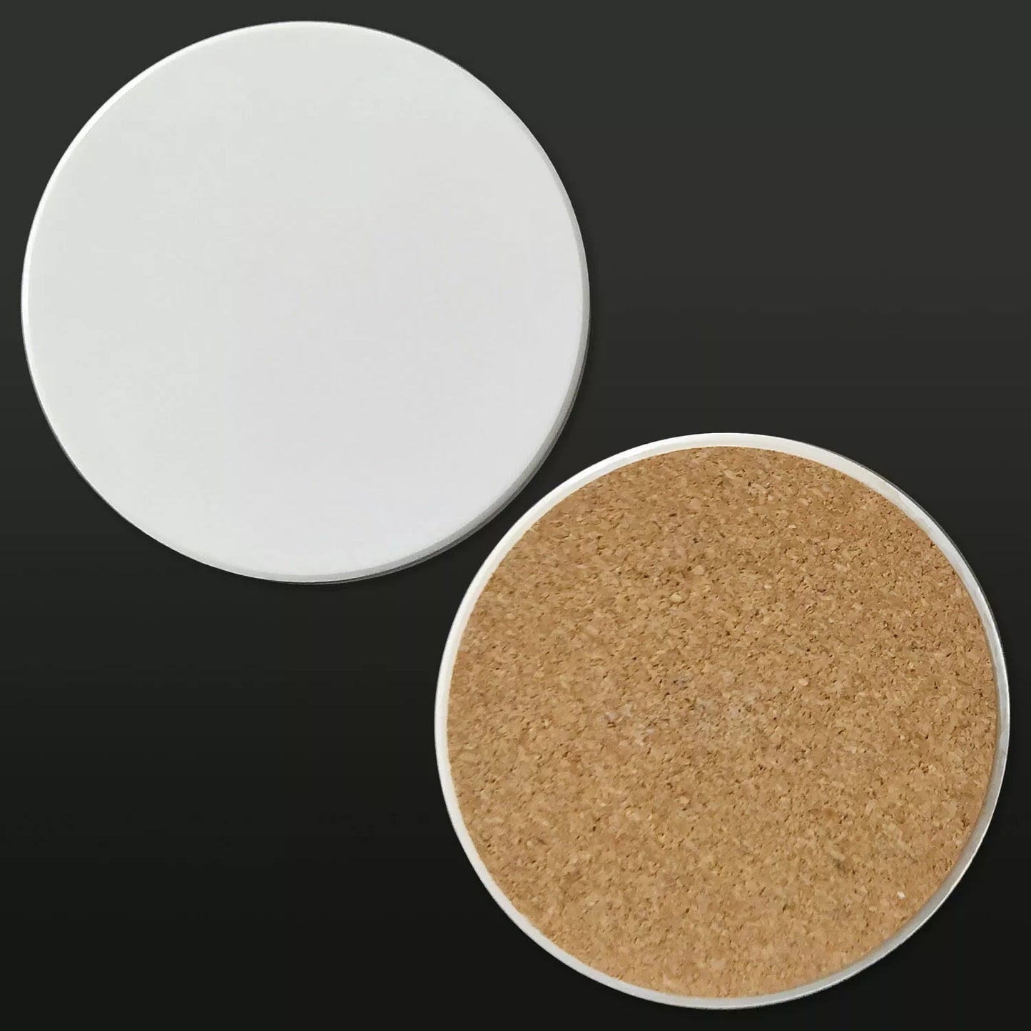 Circular Ceramic Cork Coaster  4x0.4"