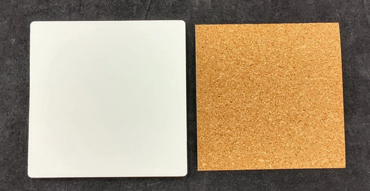Square Ceramic Cork Coaster  4x0.4"